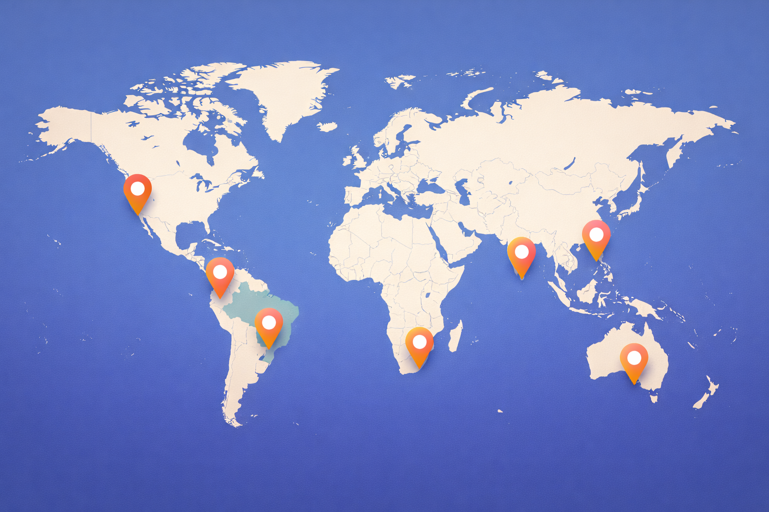 Mapa mundial mostrando países participantes da pesquisa